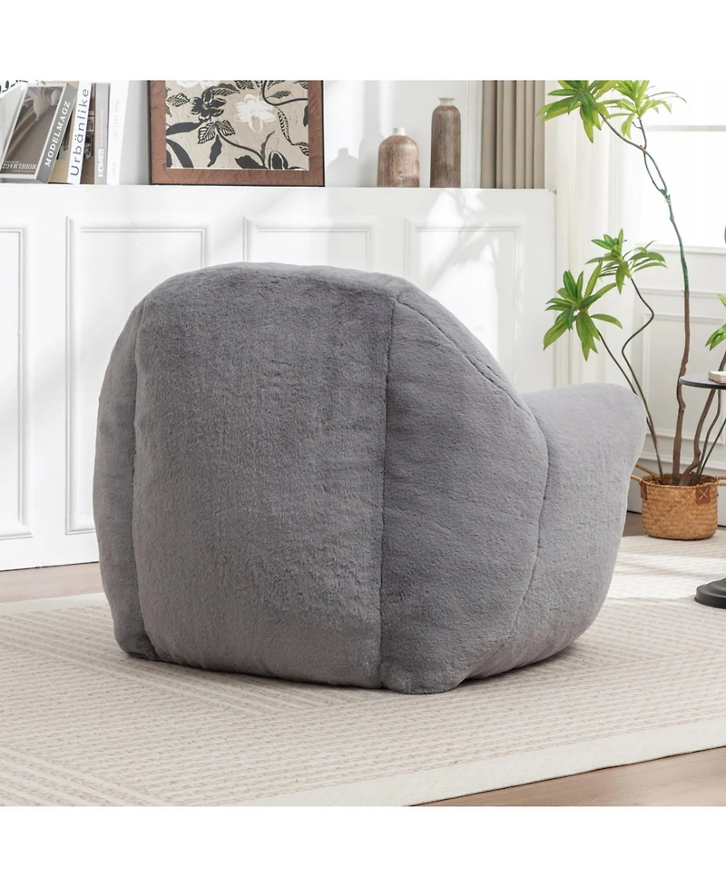 Streamdale Furniture Comfy Grey Faux Fur Bean Bag Chair Sofa for Adults & Kids