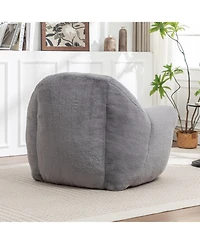 Streamdale Furniture Comfy Grey Faux Fur Bean Bag Chair Sofa for Adults & Kids