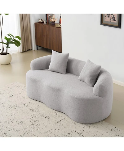 Streamdale Furniture Curved Loveseat Sofa, Small Space Couch with 2 Pillows