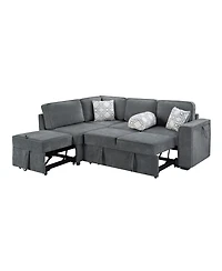 Streamdale Convertible Sectional Sofa Bed w/ Pull-Out Sleepers, Table, Usb, Storage - Dark Gray