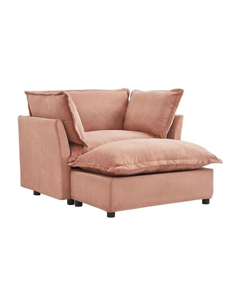 Streamdale Furniture Cozy Pink Armchair Sofa with Ottoman