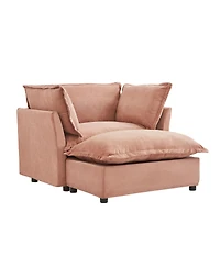 Streamdale Furniture Cozy Pink Armchair Sofa with Ottoman