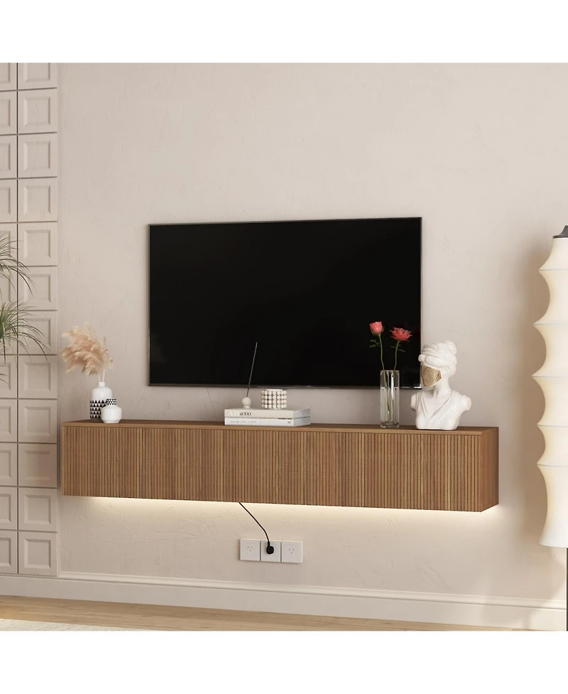 Streamdale Furniture Floating Tv Stand, Wall Mounted, Led, 69", for 55-65 Inch TVs