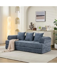 Streamdale Furniture Comfy Convertible Folding Mattress Couch - Blue