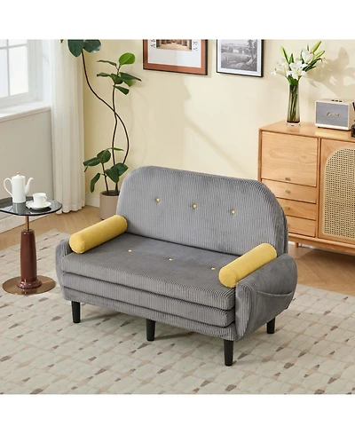 Streamdale Furniture Corduroy Loveseat Sofa Bed with Storage & Usb