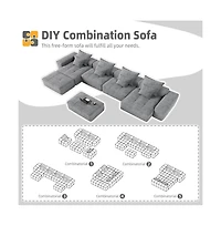 Streamdale Furniture Modern Chenille Sectional Sofa with 8 Pillows, Diy Combination, Grey