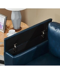 Streamdale Furniture Modern Faux Leather Loveseat with Cup Holder & Storage