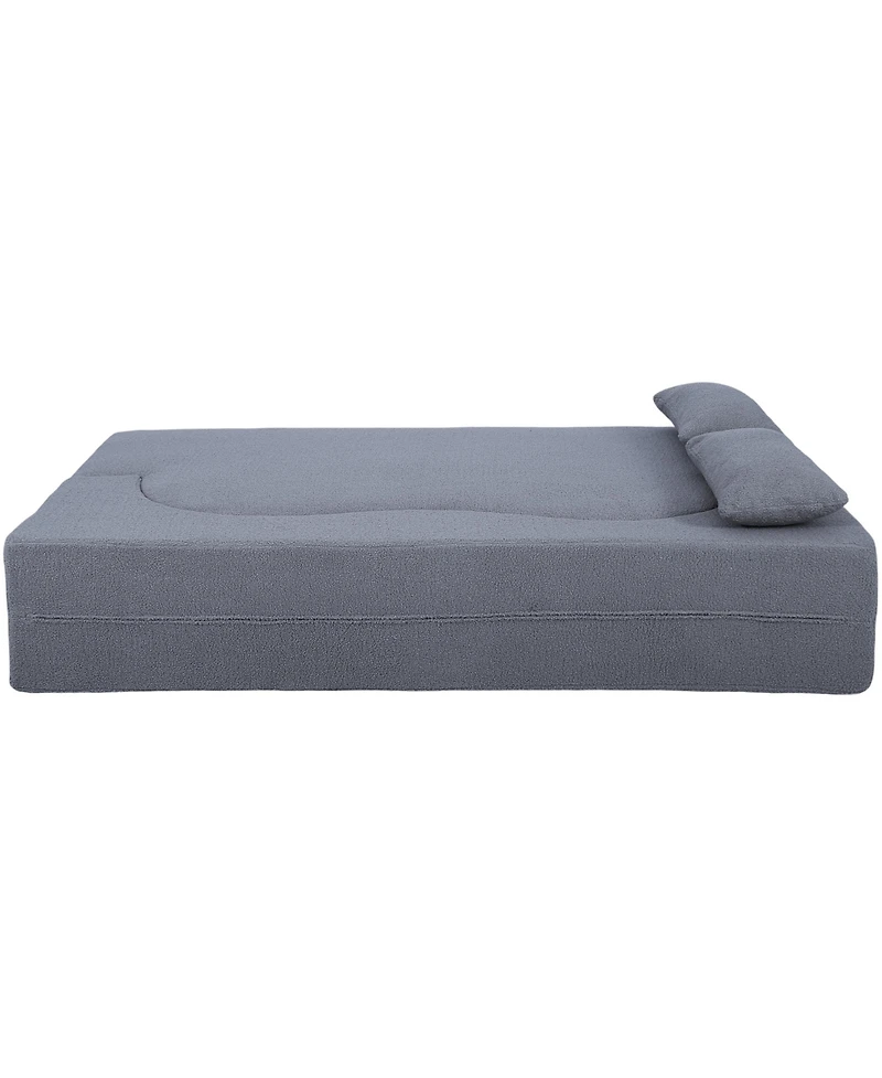 Streamdale Furniture 2-in-1 Full Sofa Bed- Teddy Fabric, No Assembly, Pillows, Grey