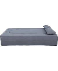 Streamdale Furniture 2-in-1 Full Sofa Bed- Teddy Fabric, No Assembly, Pillows, Grey