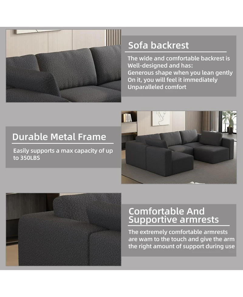 Streamdale Furniture Modular Sectional Sofa Sleeper Couch w/ Chaise & Ottoman,(Combo 3A+2B)