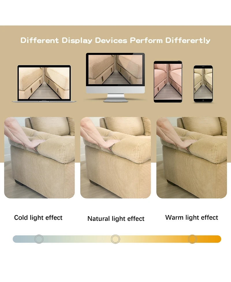 Streamdale Furniture Oversized Cloud Modular Sectional Couch, Soft Corduroy, Camel