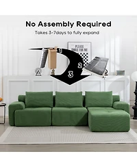 Streamdale Furniture L-Shaped Corduroy Sectional Sofa Bed - Memory Foam