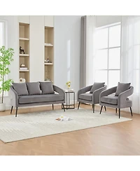 Streamdale Furniture Velvet Living Room Set- Loveseat & 2 Accent Chairs