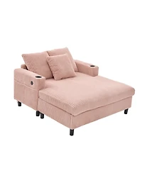 Streamdale Corduroy Oversized Recliner Sofa w/ Usb, Led, Cup Holder