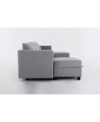 Streamdale Furniture Small Sectional Sofa Couch with Convertible Chaise Ottoman - Light Grey