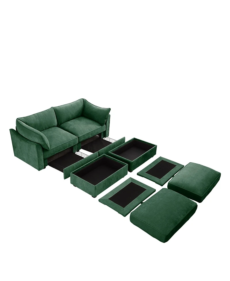 Streamdale Furniture 2-Seat Sofa w/Ottomans & Storage