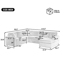 Streamdale Furniture Streamdale Oversized 115.3" U-Shaped Sectional Sofa with Chaise Lounge
