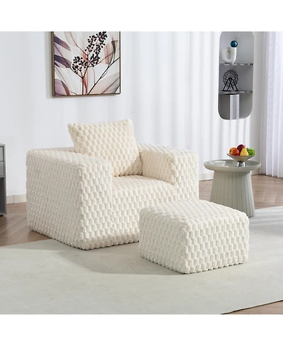 Streamdale Furniture Corduroy compression sofa with Ottoman
