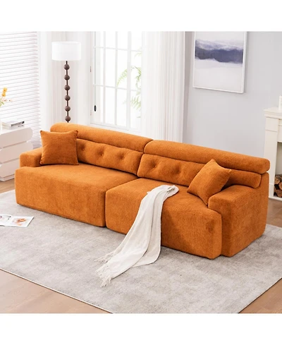 Streamdale Furniture Amber Orange Chenille Sectional Sofa with Pillows