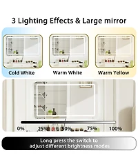 Streamdale Furniture Makeup Vanity Desk with Lights & Mirror, 3 Color Modes, 2 Drawers, White 31.5"