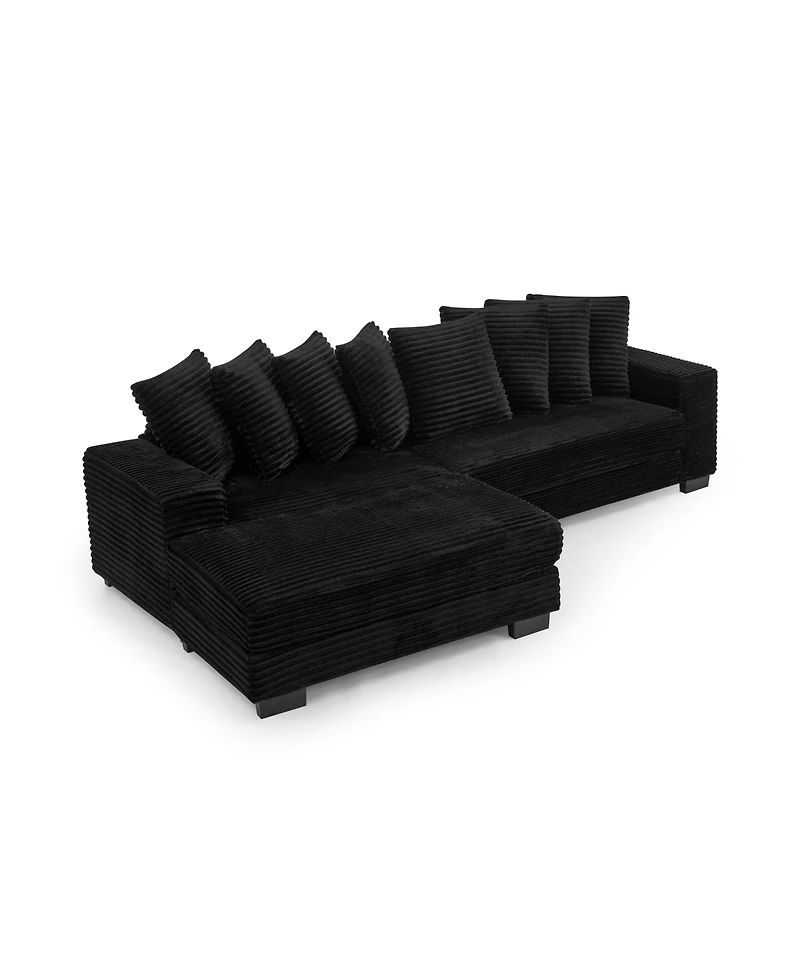 Streamdale Furniture Corduroy Tufted Sleeper Sectional Sofa, L-Shaped Modular Convertible