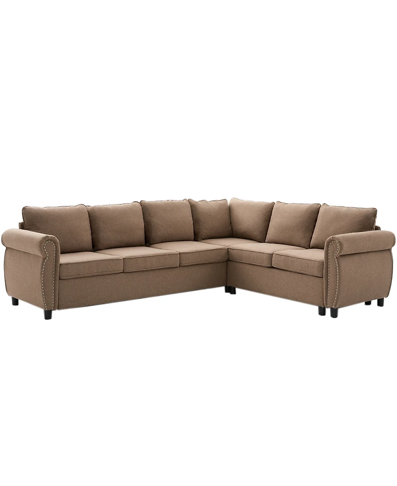 Streamdale Furniture Sleeper Sofa Bed, Pull Out Couch, L Shaped Sectional, 104" Large, Brown