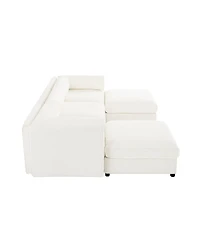 Streamdale Furniture White Chenille Sofa with Storage Ottoman