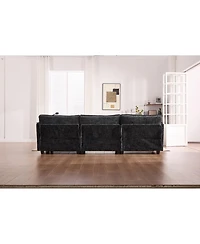 Streamdale Furniture Oversized Sectional Sofa Cloud Couch w/ Ottoman, Usb & Phone Holder