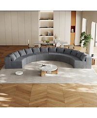 Streamdale Furniture Corduroy Curved Sectional Sofa with 12 Pillows (6 Modules