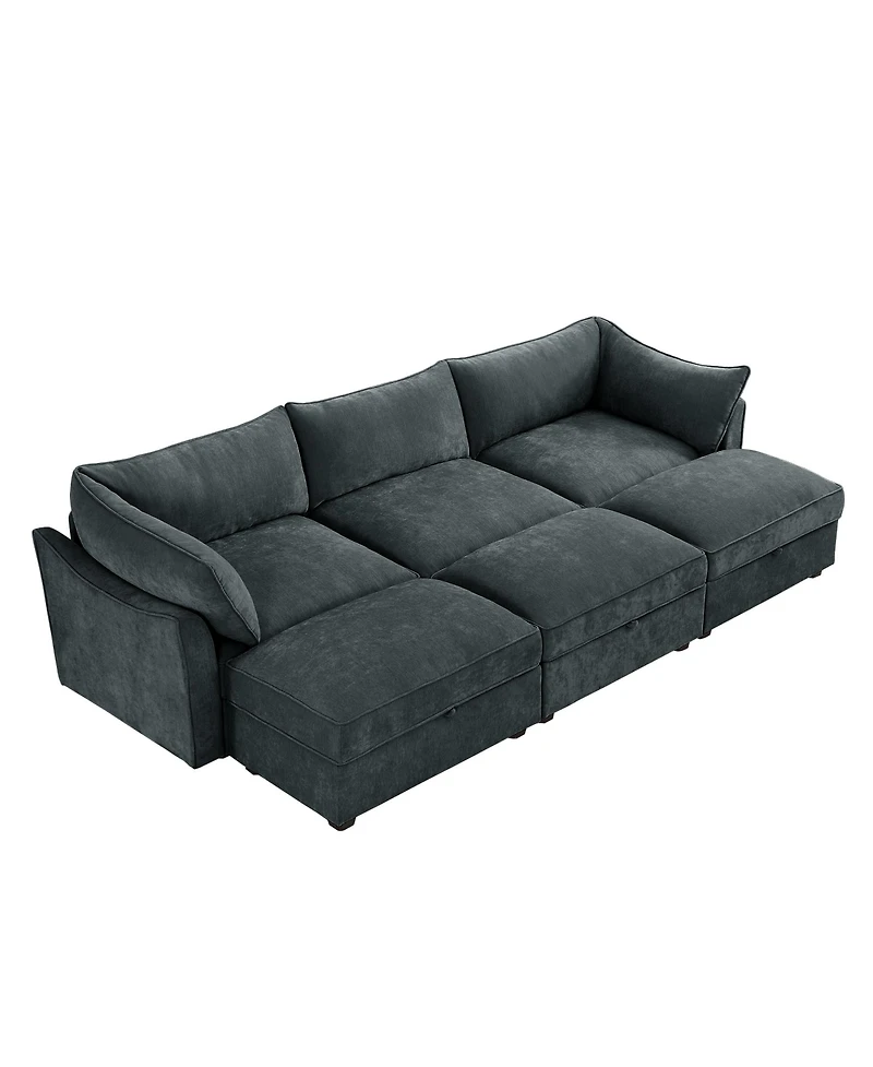 Streamdale Furniture 3-Seat Sofa w/ Ottomans & Storage