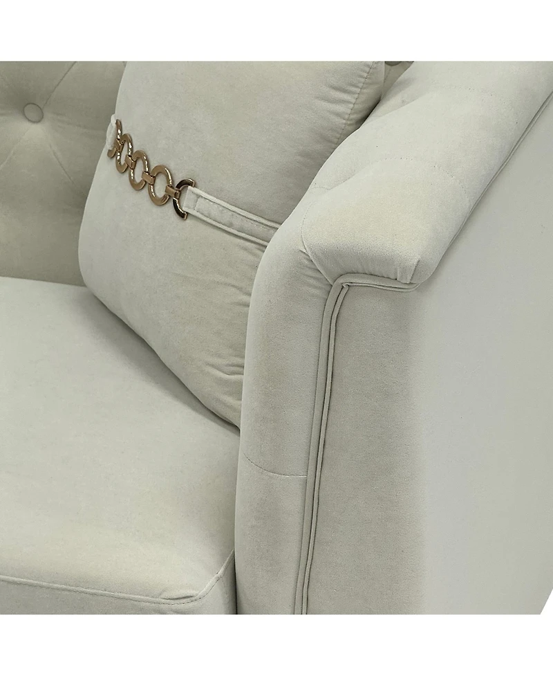 Streamdale Furniture Tufted Velvet Sofa, 82" 3-Seater Couch with Gold Legs