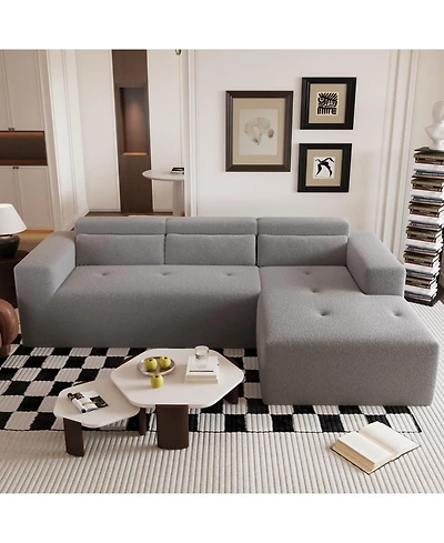 Streamdale Furniture 109" Modern Modular Sectional Sofa, Teddy Fabric, L-Shaped Couch with Chaise