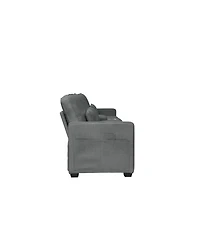 Streamdale 114" Sofa w/ Console, Cupholders, Usb Ports, Pillows - Dark Gray