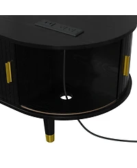 Streamdale Farmhouse Tv Stand & Coffee Table Set, Charging Station, Black