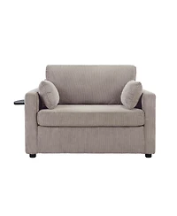 Streamdale Twin Sofa Bed Sleeper Loveseat w/ Foldable Mattress, Table, Usb, Grey-Brown