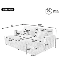 Streamdale Furniture Oversized Chaise Lounge Sofa Bed with Usb & Cup Holders