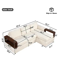Streamdale Furniture 87.4" Sectional Sofa Couch with Reversible Armrests, Beige