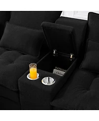 Streamdale Furniture 130" U-Shaped Sofa with Console, Cupholders, Sleeper & Chaise (Black)