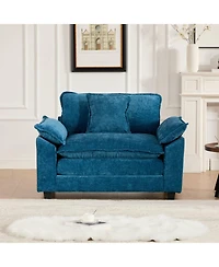 Streamdale Furniture Cloud Sofa Single Seat, Modern Sectional, Chenille, Blue