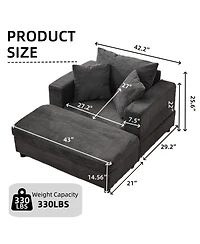 Streamdale Chaise Lounge Sofa Bed with Ottoman & Pillows