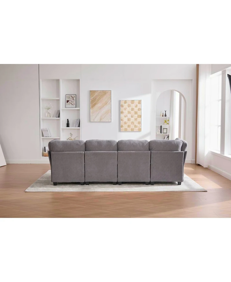 Streamdale Furniture Modular Sectional Sofa- Convertible 6-Seat Couch with Chaise & Ottoman