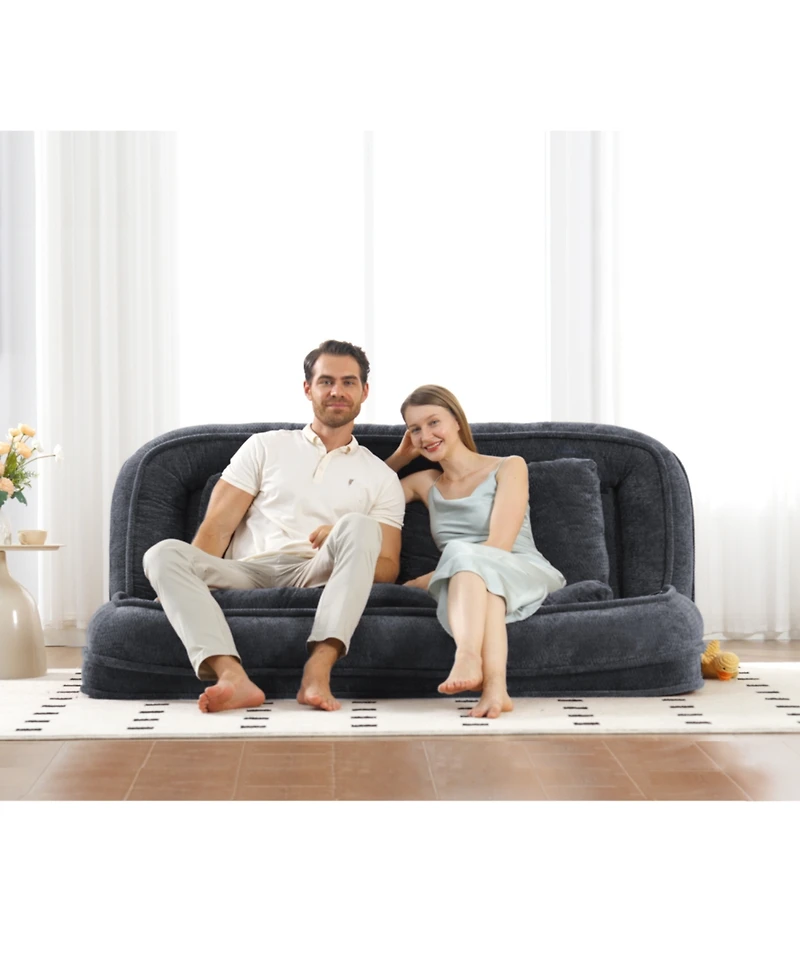 Streamdale Furniture Double Dog Bed Sofa Couch, Extra Large, Adjustable, Chenille, Dark Gray