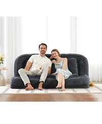 Streamdale Furniture Double Dog Bed Sofa Couch, Extra Large, Adjustable, Chenille, Dark Gray