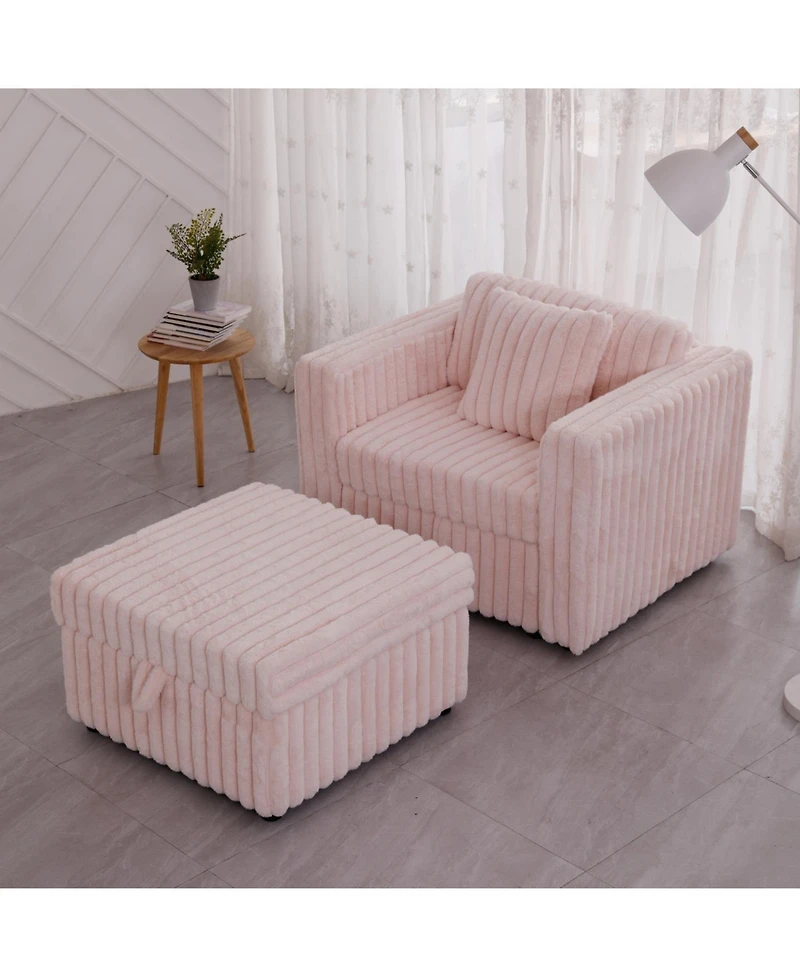 Streamdale Furniture 44.9" Pink Modular Sofa & Ottoman Set - Comfy & Stylish