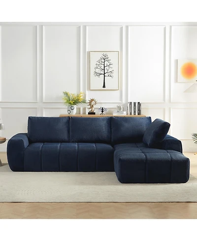 Streamdale Furniture Faux Fur L-Shape Sectional Sofa Sleeper Couch