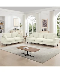 Streamdale Furniture Modular Sofa Set- Flared Arms, Removable Skirts, Spindle Legs