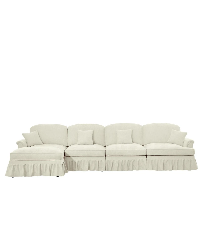 Streamdale Furniture Chenille Sectional Sofa with Ottoman & Ruffles
