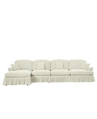 Streamdale Furniture Chenille Sectional Sofa with Ottoman & Ruffles