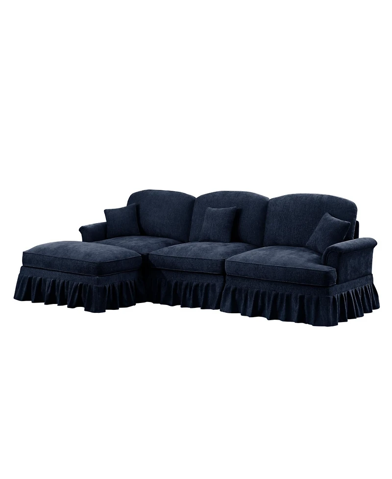Streamdale Furniture Mid Century Modular Sectional Sofa, Chenille, Ottoman, Blue