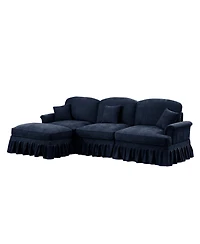 Streamdale Furniture Mid Century Modular Sectional Sofa, Chenille, Ottoman, Blue